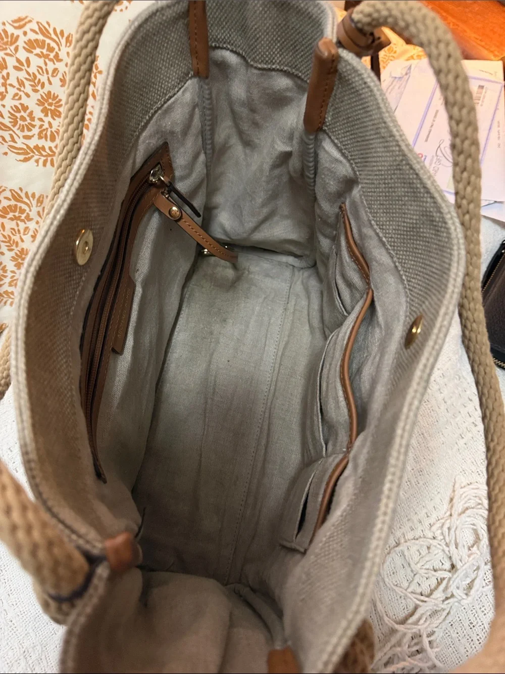 Michael Kors Taupe Rope-Handle Shoulder Bag isla grab bag purse summer!